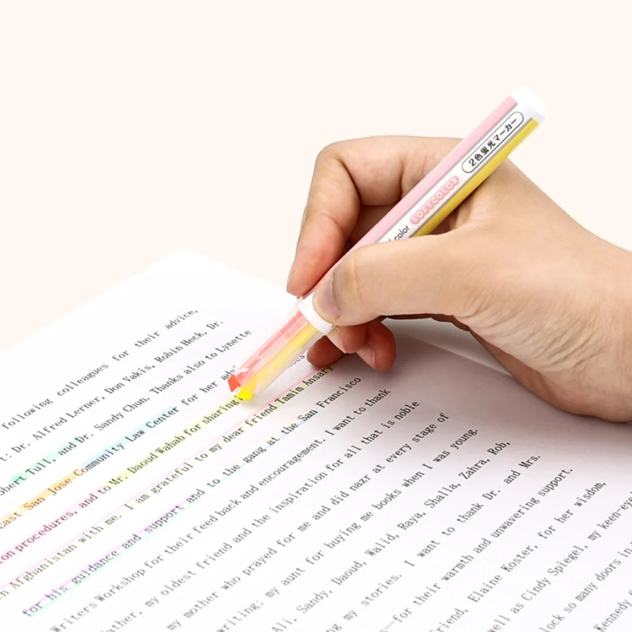 KOKUYO Mark+ Dual Color Highlighter: 2-in-1 Double Pen for Aesthetic Note-Taking