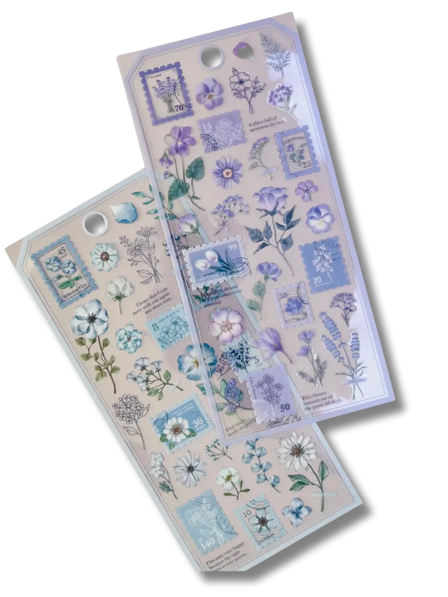 Hyacinth Oshibana Pressed Flower Stickers: Matte PET Transparent Botanical Decals