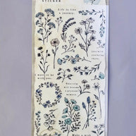 Iron Blue Antique Decal Stickers: Matte PET Transparent Washi Style - Vintage Frames & Wreaths