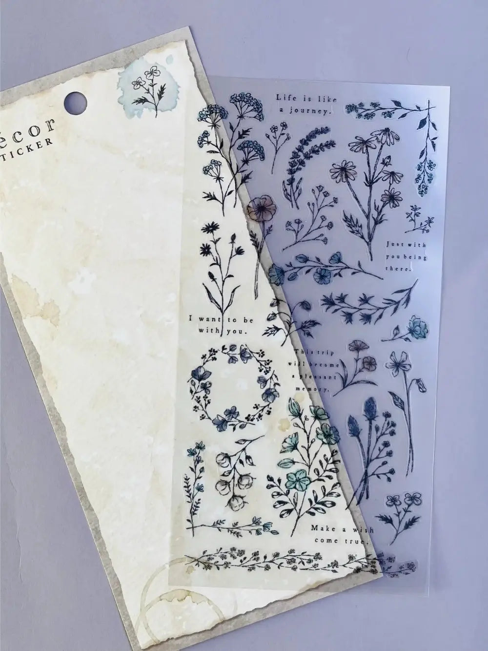 Iron Blue Antique Decal Stickers: Matte PET Transparent Washi Style - Vintage Frames & Wreaths