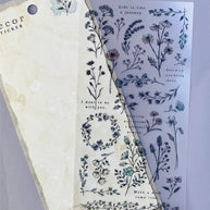 Iron Blue Antique Decal Stickers: Matte PET Transparent Washi Style - Vintage Frames & Wreaths