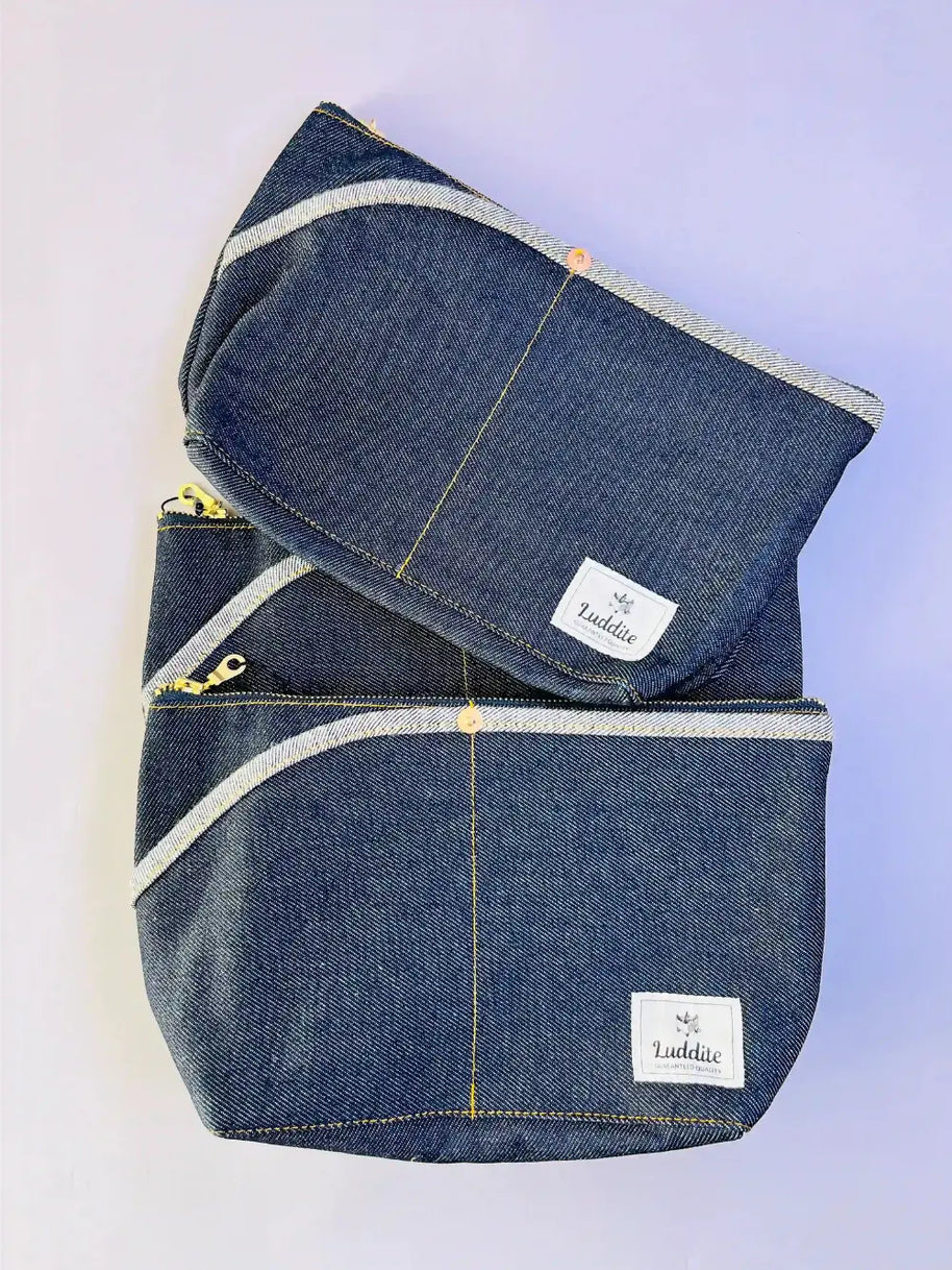Luddite Okayama Denim Large Boat Pouch: Premium Travel & Stationery Organizer