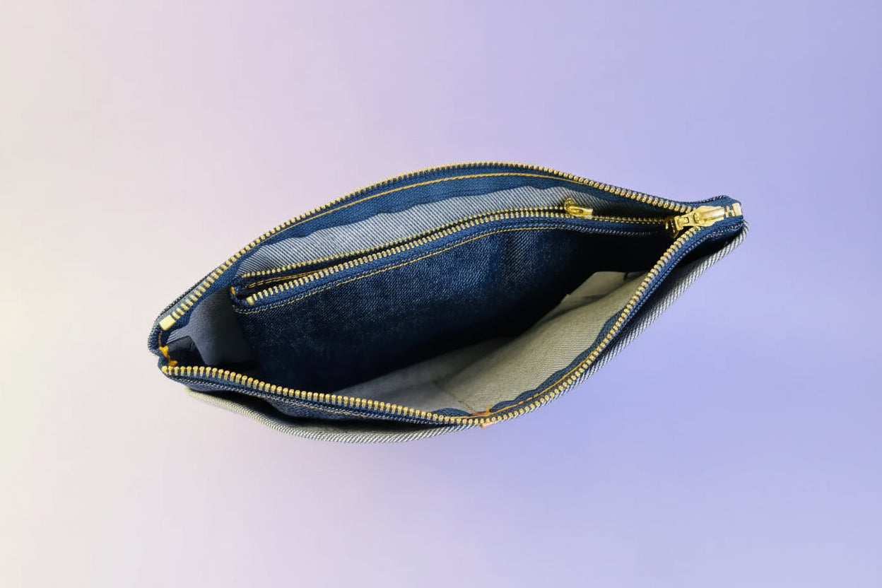 Luddite Okayama Denim Large Boat Pouch: Premium Travel & Stationery Organizer