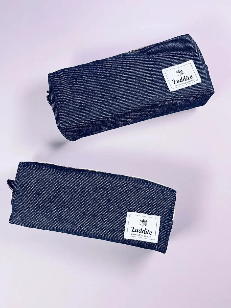 Luddite Okayama Denim Pen Case: Classic High-Capacity Pouch - 100% Japanese Indigo Denim
