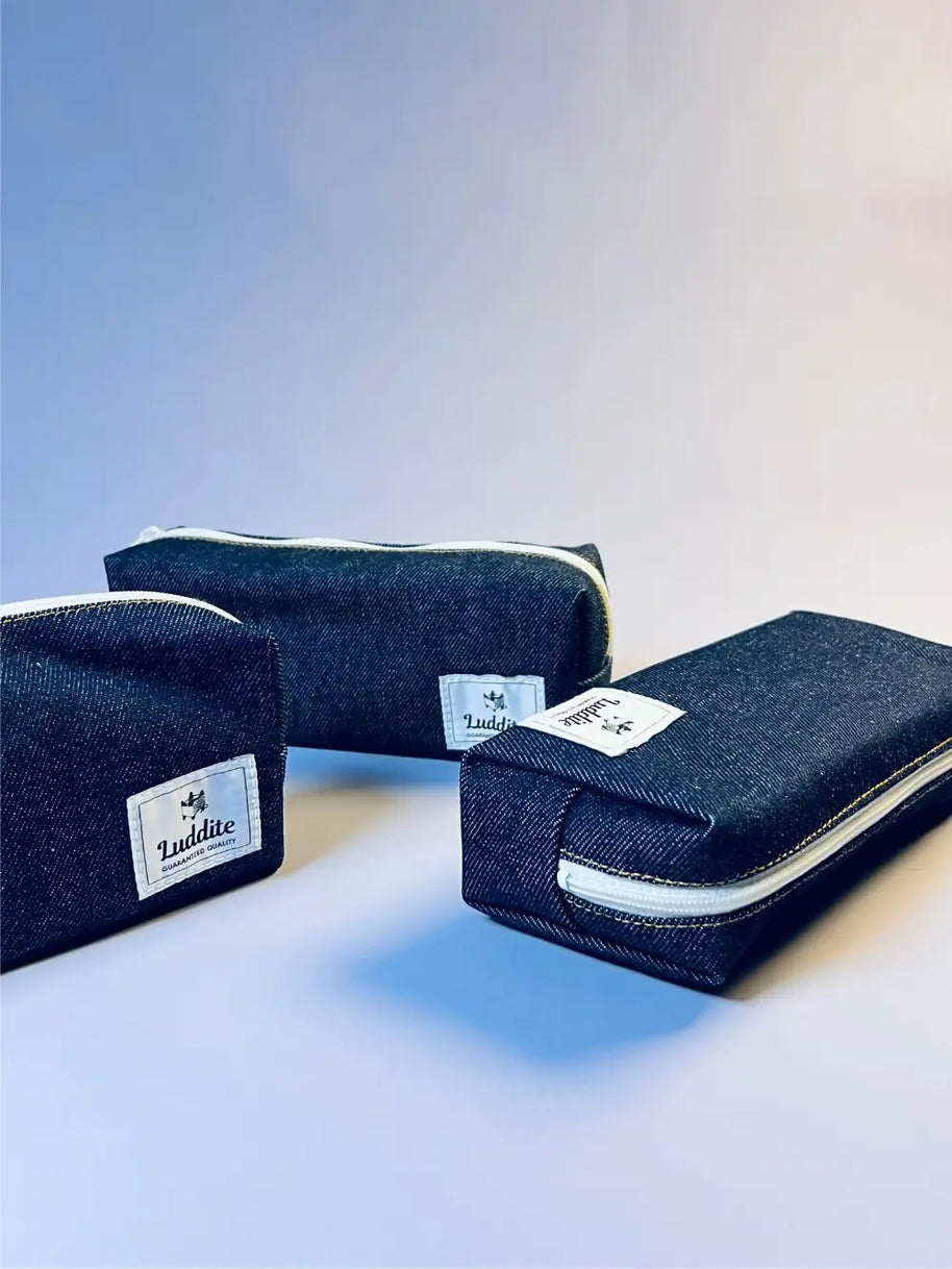 Luddite Okayama Denim Pen Case: Classic High-Capacity Pouch - 100% Japanese Indigo Denim