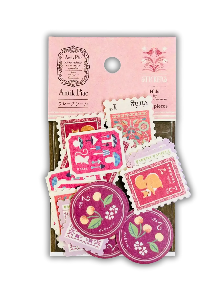 European Antique Market Stamp Stickers: 20-Pack Vintage Washi