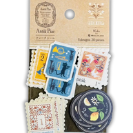 European Antique Market Stamp Stickers: 20-Pack Vintage Washi