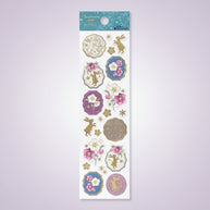 Christmas Rose & Rabbit Washi Stickers: Gold Foil Winter Sticker Sheet for Letters & Planners
