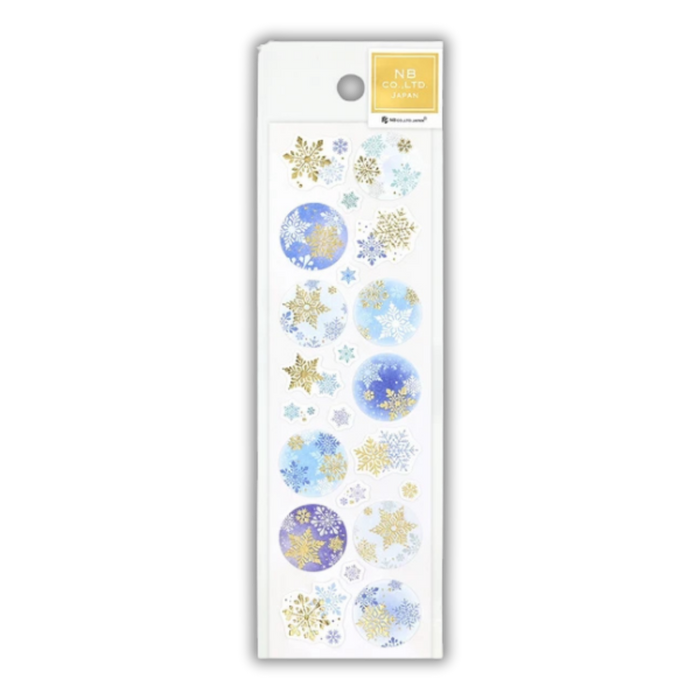 Crystal Snow Washi Stickers: Japanese Winter Snowflake Sticker Sheet with Gold Foil