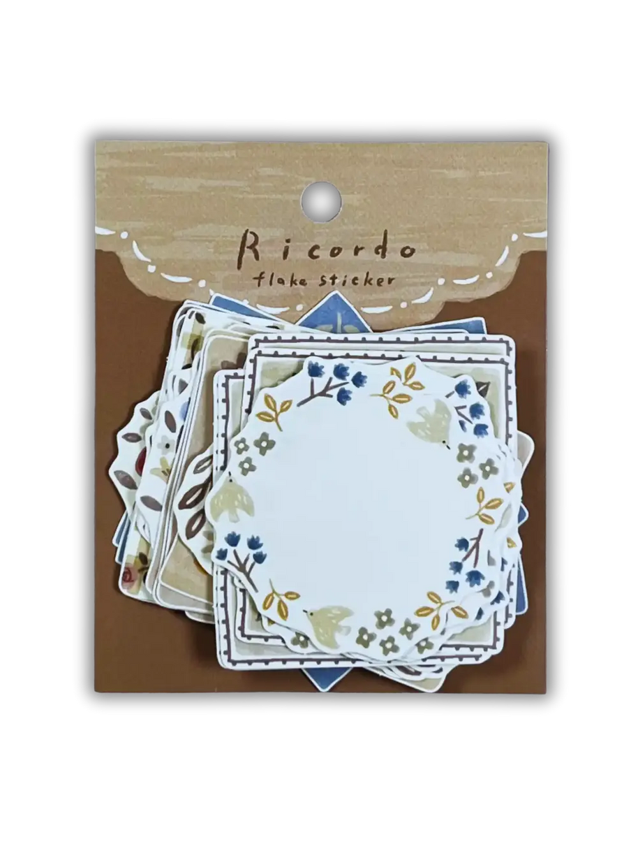 Mind Wave Ricordo Flake Stickers: 40-Pack Writable Vintage Memos - Made in Japan Matte Fine Paper