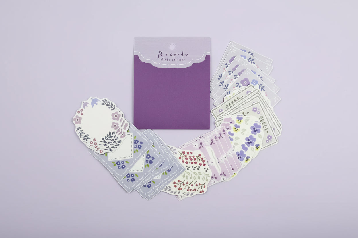 Mind Wave Ricordo Flake Stickers: 40-Pack Writable Vintage Memos - Made in Japan Matte Fine Paper