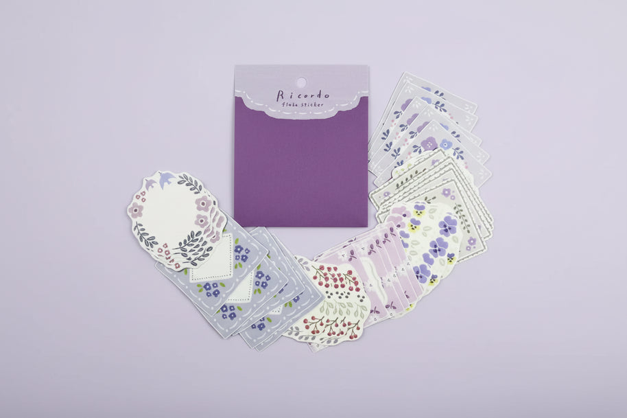 Mind Wave Ricordo Flake Stickers: 40-Pack Writable Vintage Memos - Made in Japan Matte Fine Paper