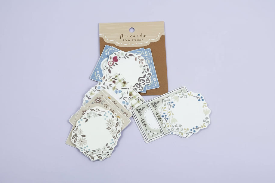 Mind Wave Ricordo Flake Stickers: 40-Pack Writable Vintage Memos - Made in Japan Matte Fine Paper