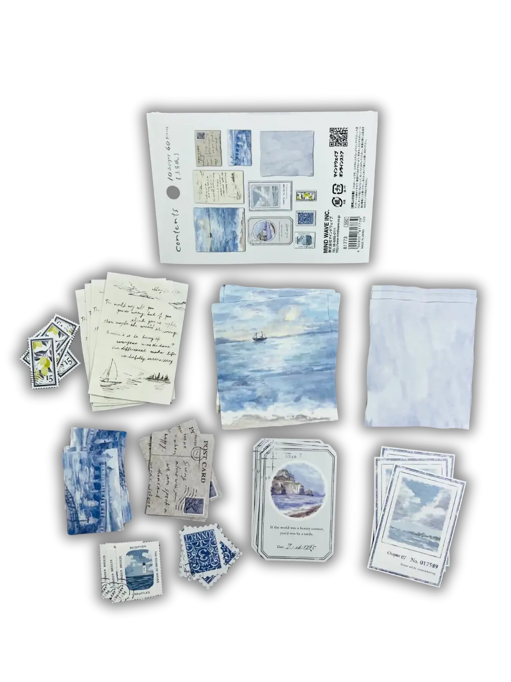 Mind Wave Landscape Flake Stickers: 40-Pack Writable Traveler's Letter Series - Made in Japan Fine Paper