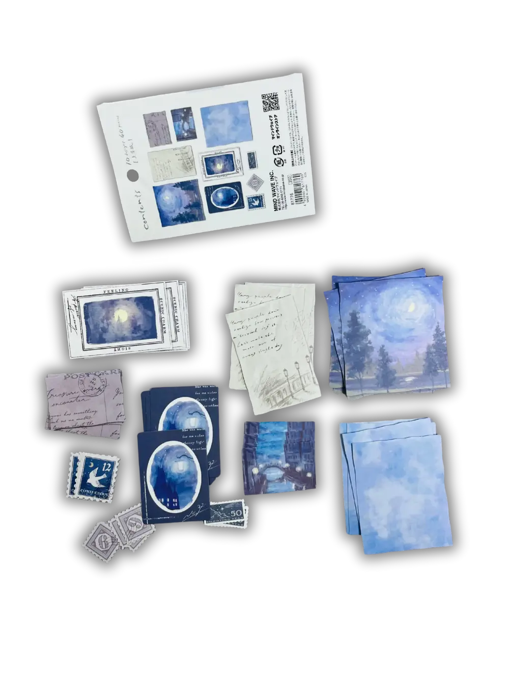 Mind Wave Landscape Flake Stickers: 40-Pack Writable Traveler's Letter Series - Made in Japan Fine Paper