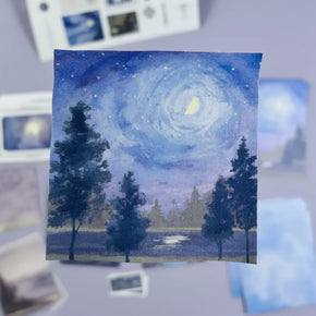 Mind Wave Landscape Flake Stickers: 40-Pack Writable Traveler's Letter Series - Made in Japan Fine Paper
