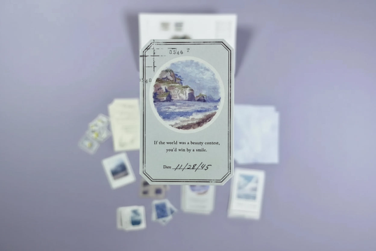 Mind Wave Landscape Flake Stickers: 40-Pack Writable Traveler's Letter Series - Made in Japan Fine Paper