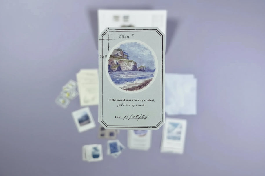 Mind Wave Landscape Flake Stickers: 40-Pack Writable Traveler's Letter Series - Made in Japan Fine Paper