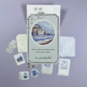 Mind Wave Landscape Flake Stickers: 40-Pack Writable Traveler's Letter Series - Made in Japan Fine Paper