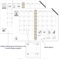 kleid x eric 2026 Ring Diary: B6 Monthly Planner - 2mm Grid Aesthetic White Edition