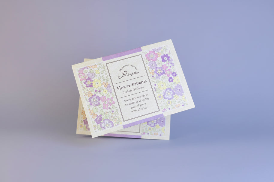 Risette Kofumi-shi Small Note Set: 30 Sheets Adult Floral Stationery - Made in Japan