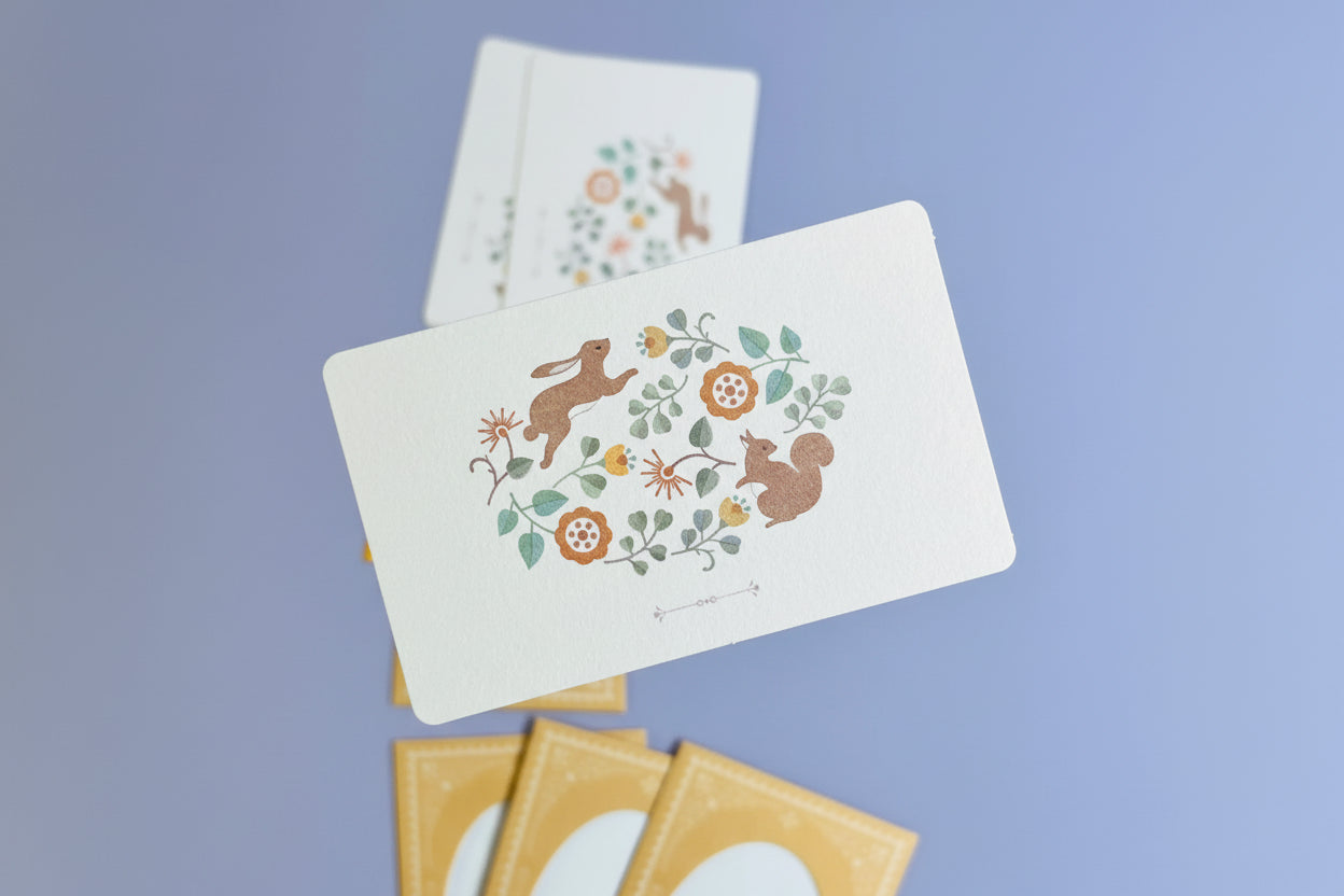European Antique Market Mini Card Set: Squirrel & Rabbit Die-Cut Window