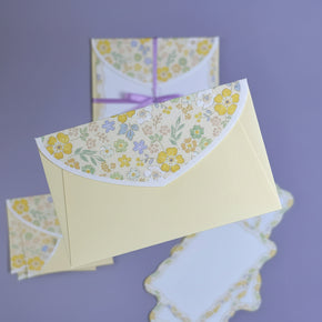 Risette Mini Message Card Set: 5-Pack Floral Die-Cut Cards & Votive Paper Envelopes