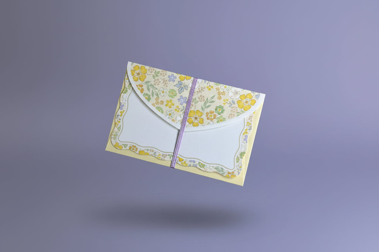 Risette Mini Message Card Set: 5-Pack Floral Die-Cut Cards & Votive Paper Envelopes