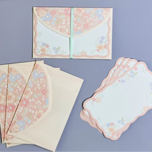 Risette Mini Message Card Set: 5-Pack Floral Die-Cut Cards & Votive Paper Envelopes