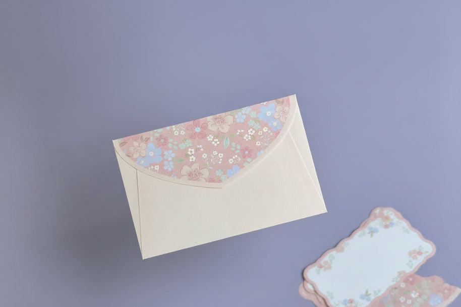 Risette Mini Message Card Set: 5-Pack Floral Die-Cut Cards & Votive Paper Envelopes