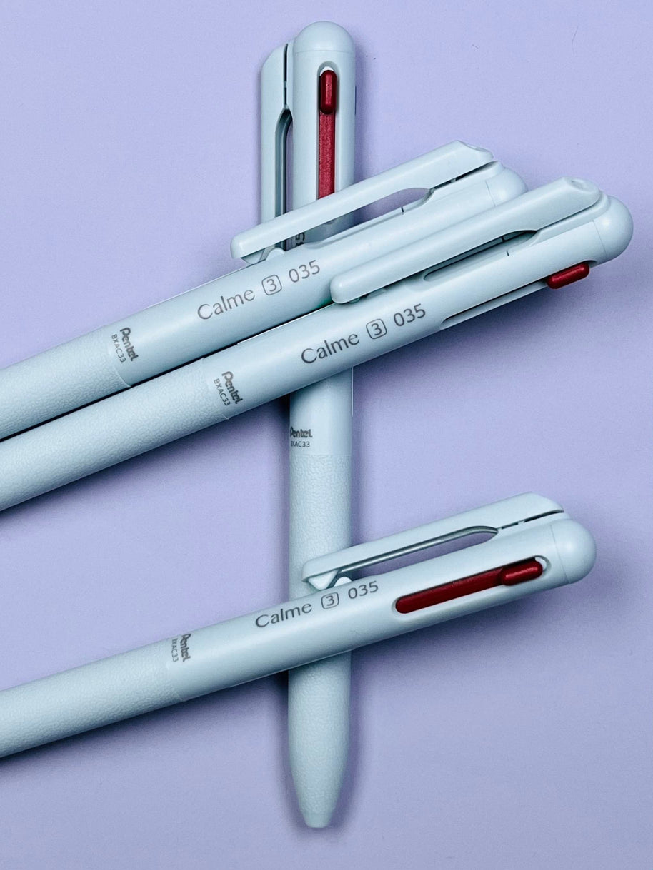 Pentel Calme 3-Color Gel Ballpoint Pen: Silent Multi-Function Pen (0.35mm)