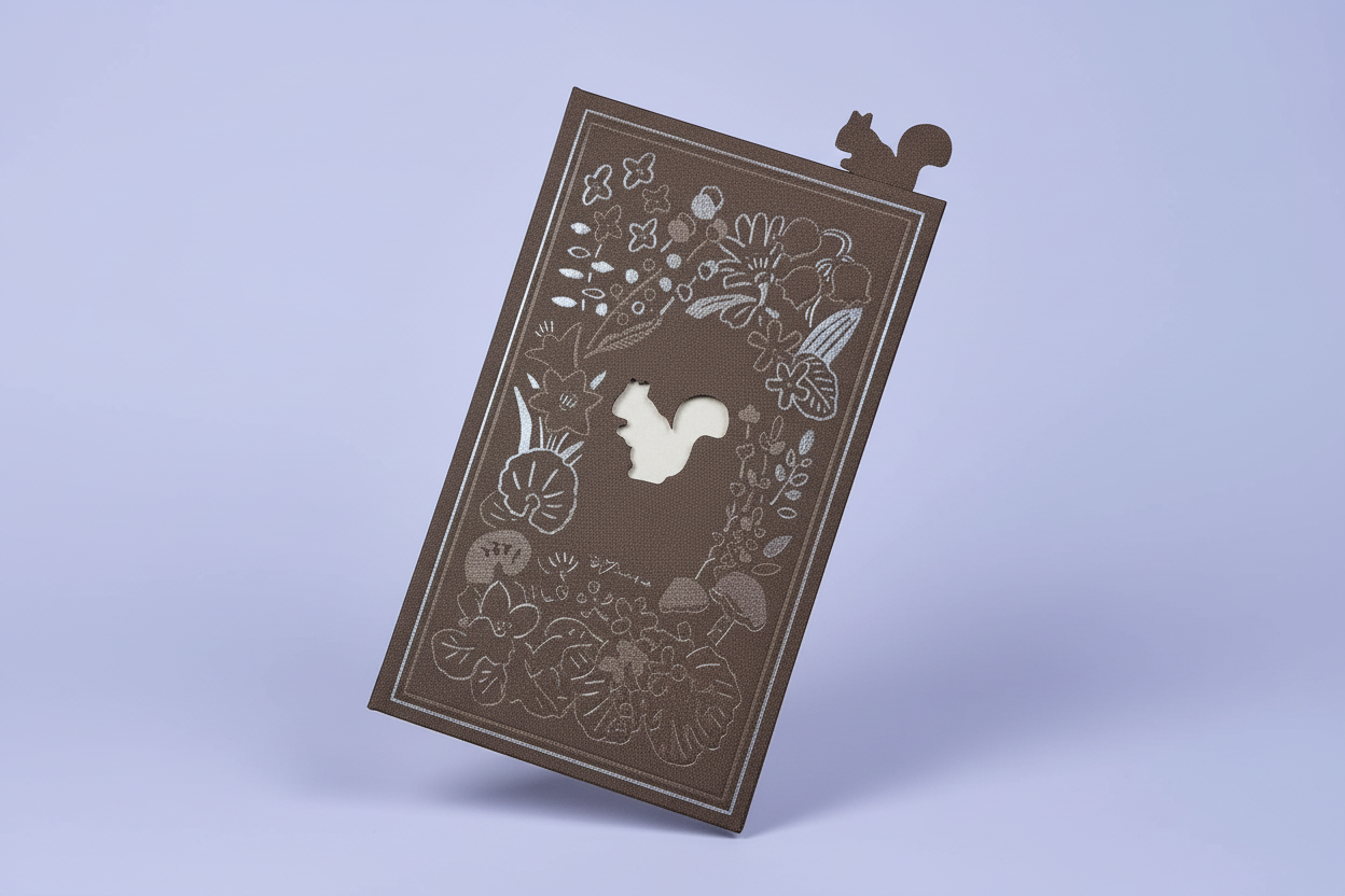 booco x Masao Takahata Hokkaido Window Notebook: Die-Cut Squirrel Hardcover - B6 Japanese Art Stationery