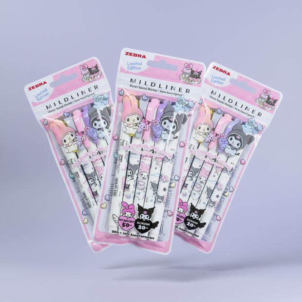 Zebra Mildliner x Sanrio 50th Anniversary Set: My Melody & Kuromi Limited Edition (5-Pack)