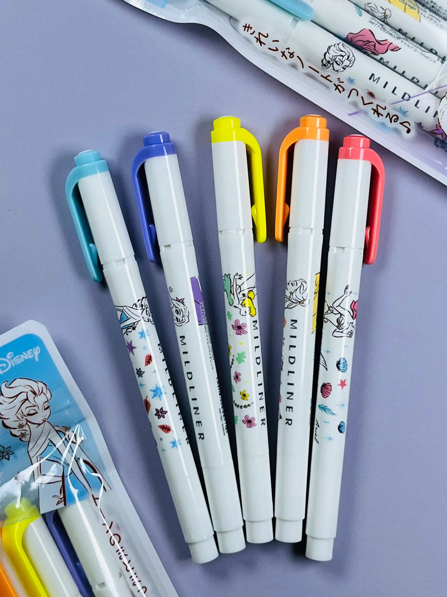 Zebra Mildliner x Disney Princess Limited Edition Set: 5-Pack Dual-Tip Highlighters
