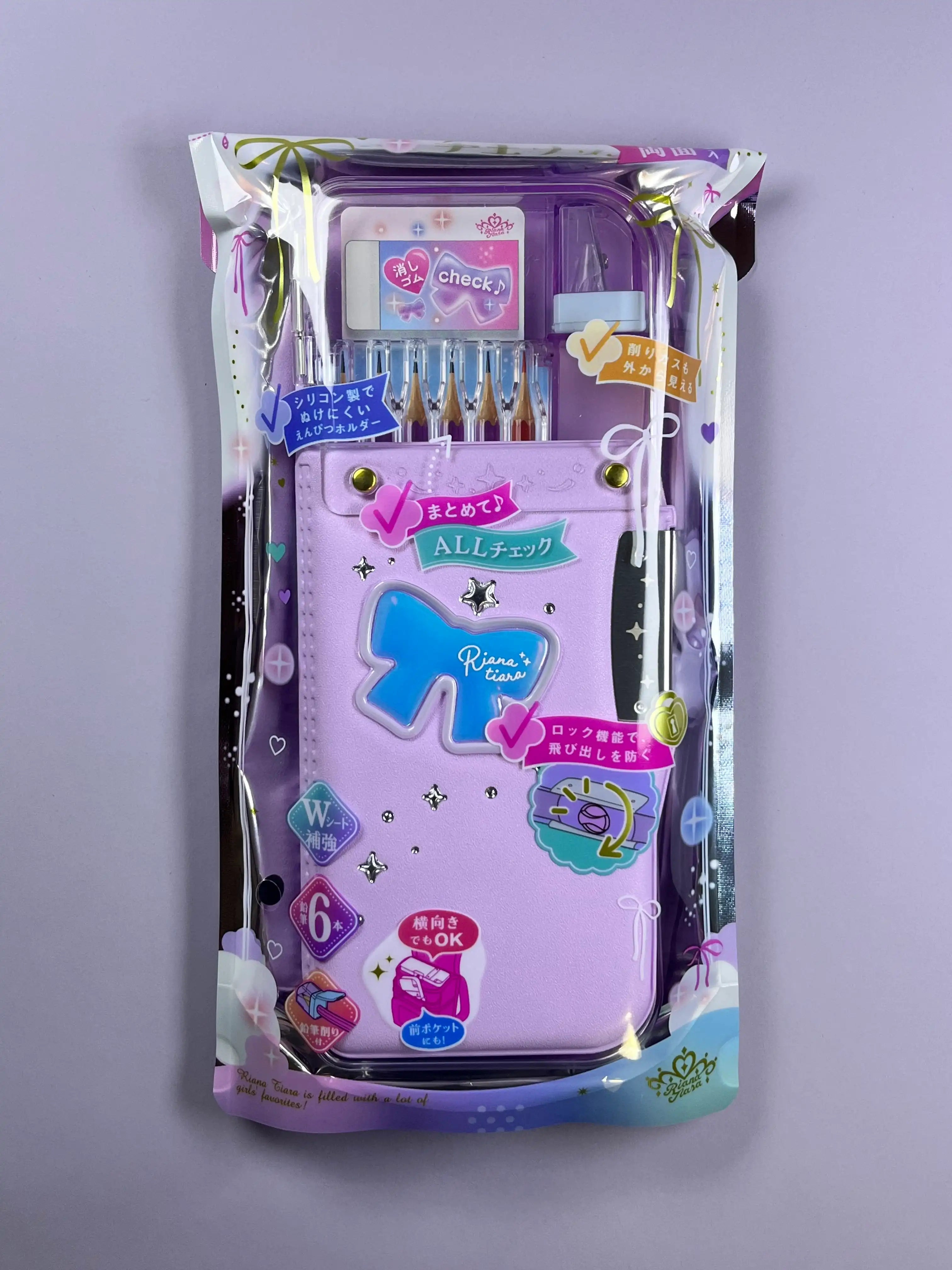 Enyaku Check Alpha Double-Sided Pen Case: Riana Tiara Violet - Secure Hardshell