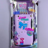 Enyaku Check Alpha Double-Sided Pen Case: Riana Tiara Violet - Secure Hardshell