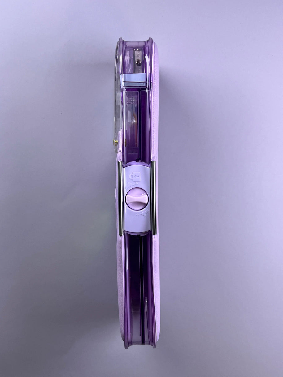 Enyaku Check Alpha Double-Sided Pen Case: Riana Tiara Violet - Secure Hardshell