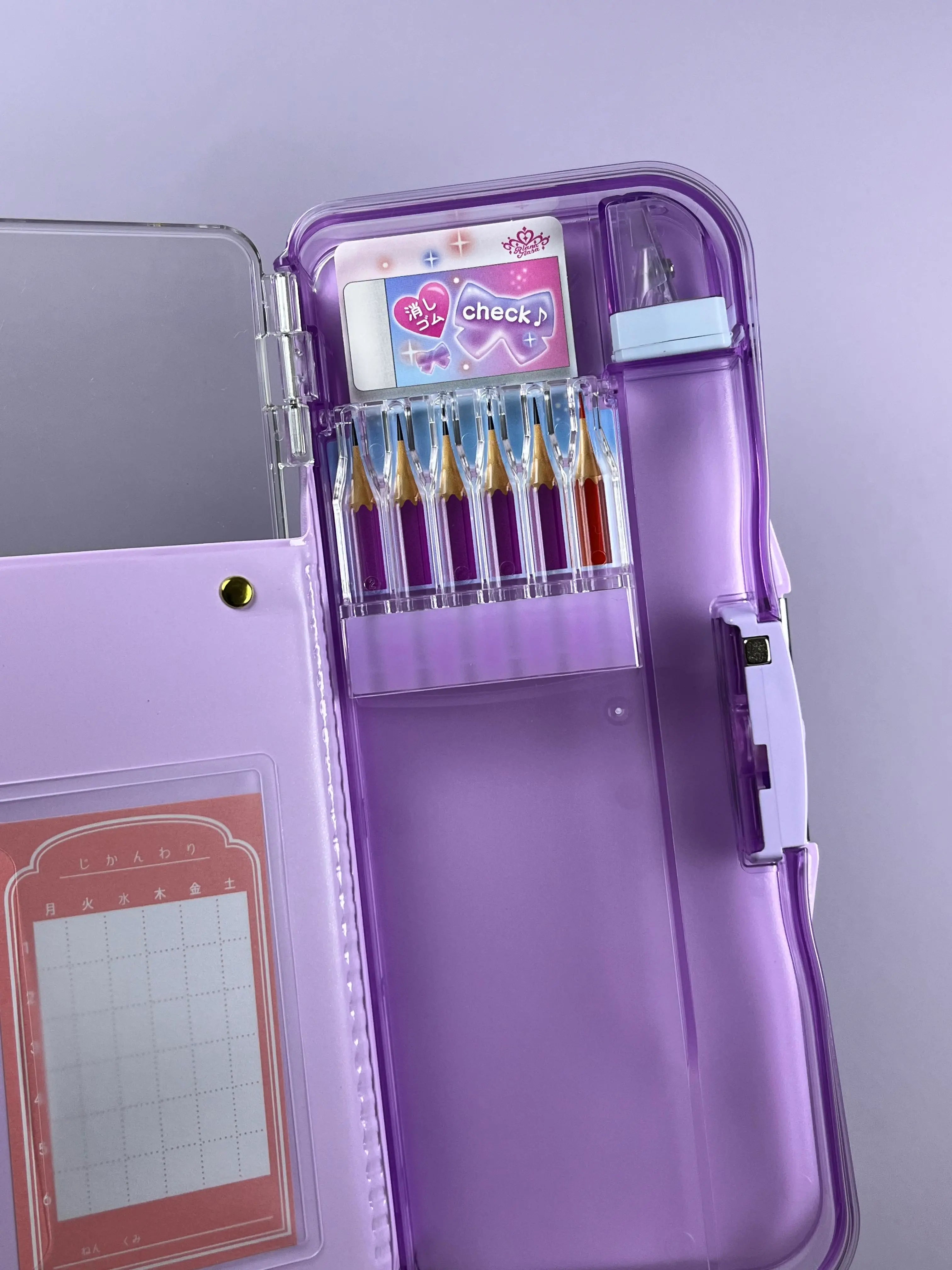 Enyaku Check Alpha Double-Sided Pen Case: Riana Tiara Violet - Secure Hardshell