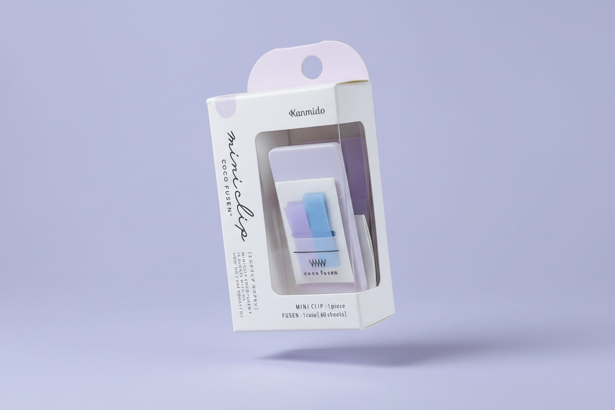 KANMIDO KOKOFUSEN Mini Clip Sticky Notes: Misty Purple Film Index (Portable Planner Clip)
