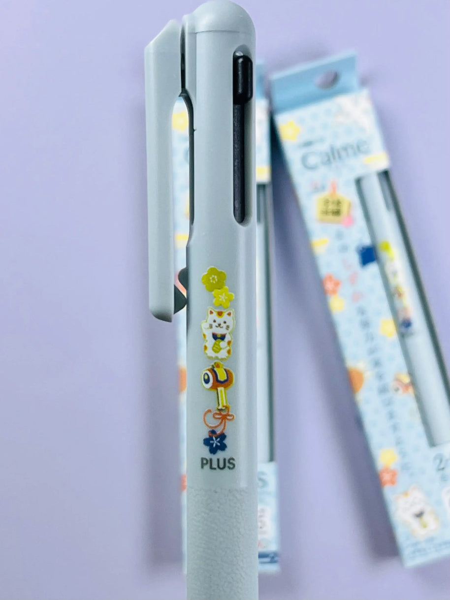 Pentel CALME Multi-Function Pen: Silent-Click Limited Edition (0.5mm Blue Ink & Quiet Focus)