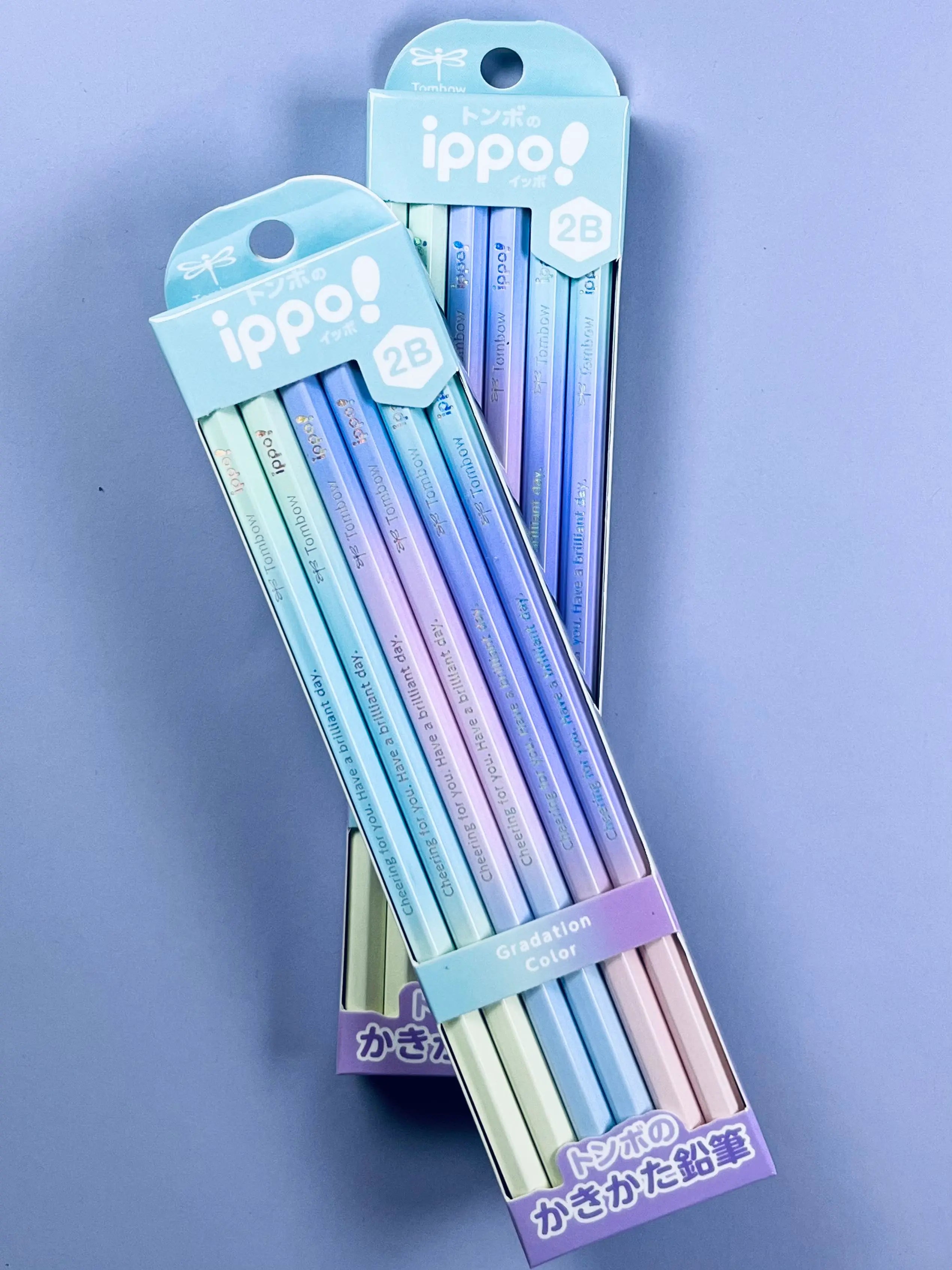 Tombow Ippo! Kaki-kata Pencils: 2B Gradation Grip Design (12-Pack High-Contrast Graphite)