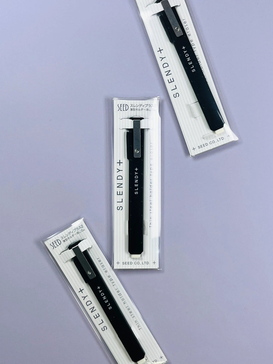 SEED SLENDY+ 2 Slim Eraser: Metal Body Precision Eraser for Planners & Pen Cases