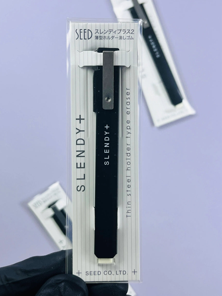SEED SLENDY+ 2 Slim Eraser: Metal Body Precision Eraser for Planners & Pen Cases