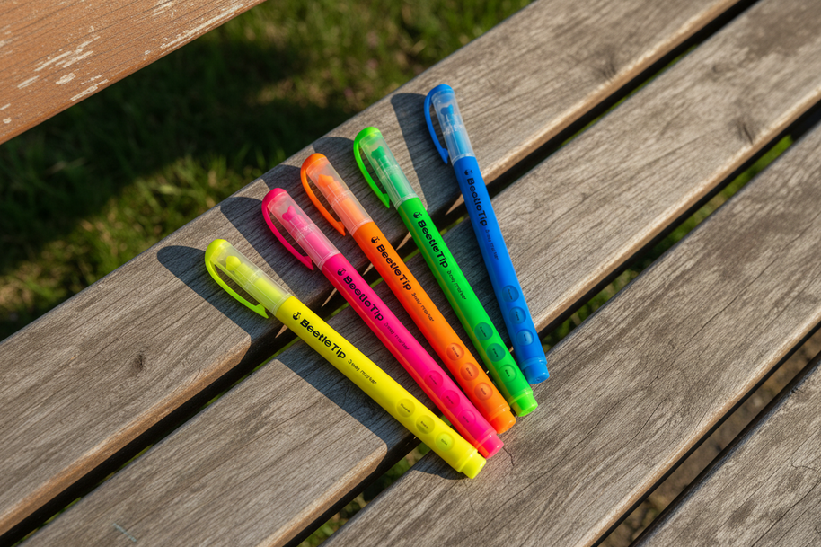 KOKUYO Beetle Tip 3-Way Highlighter: Double Line & Fine Point Set 5-Color