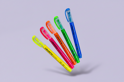 KOKUYO Beetle Tip 3-Way Highlighter: Double Line & Fine Point Set 5-Color