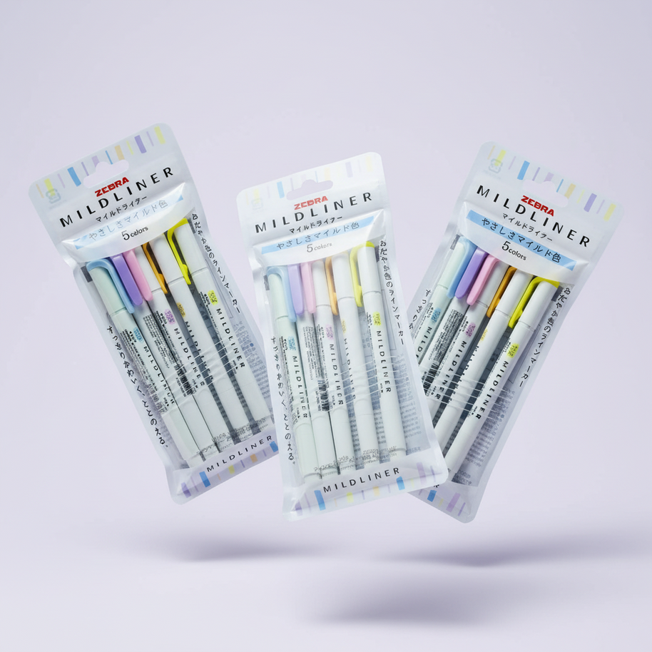 Zebra Mildliner Double-Sided Highlighter: 5-Color Japanese Marker Set