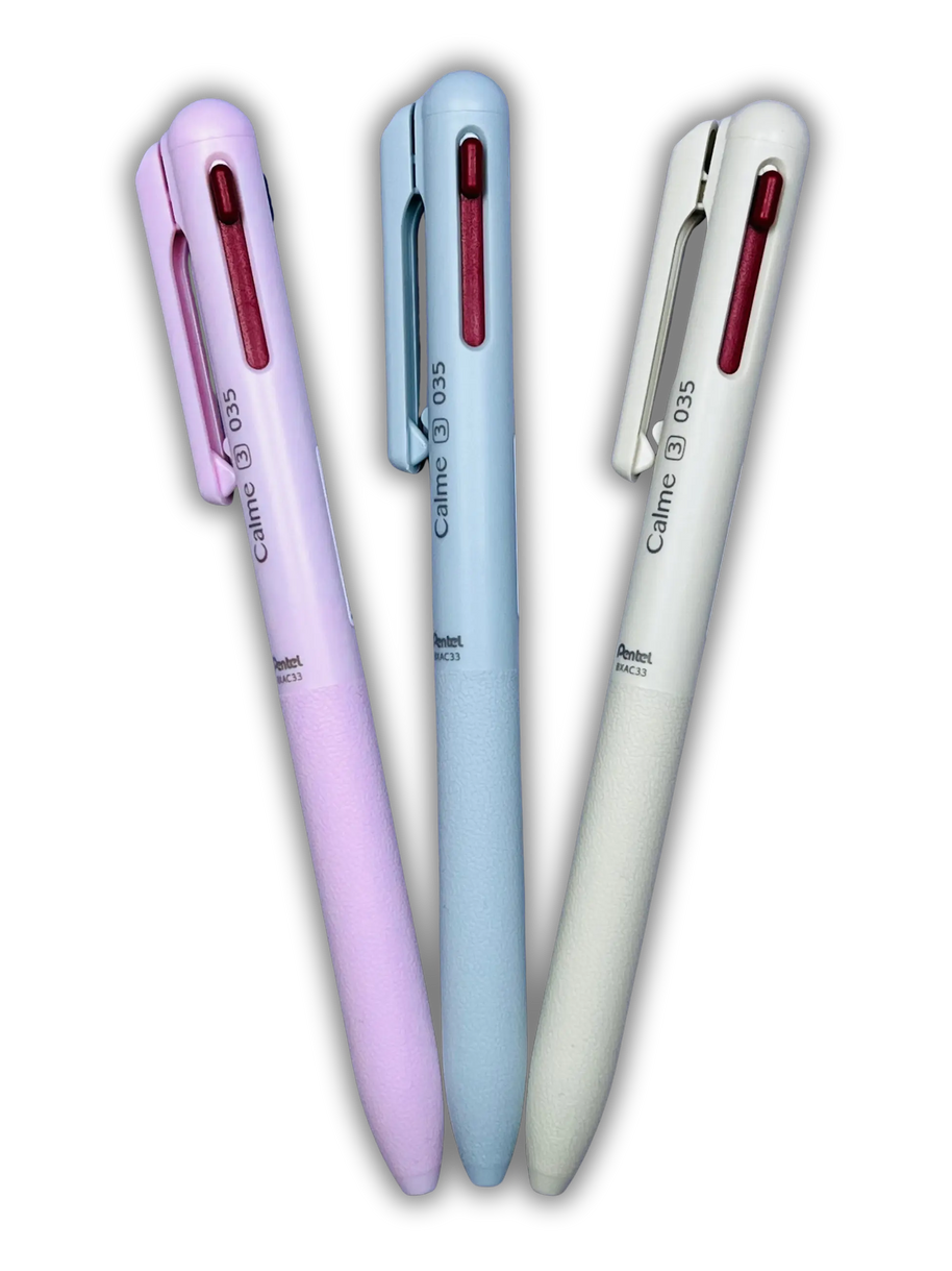 Pentel Calme 3-Color Gel Ballpoint Pen: Silent Multi-Function Pen (0.35mm)
