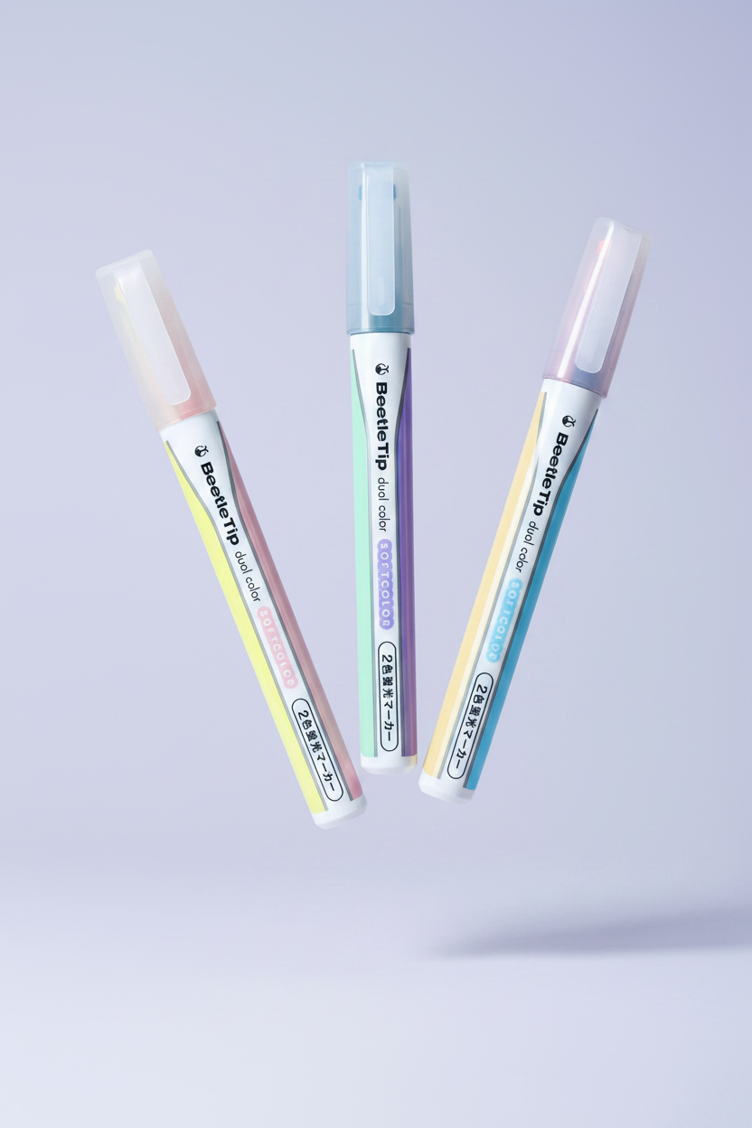 KOKUYO Mark+ Dual Color Highlighter: 2-in-1 Double Pen for Aesthetic Note-Taking