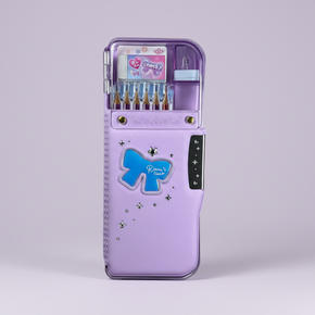 Enyaku Check Alpha Double-Sided Pen Case: Riana Tiara Violet - Secure Hardshell