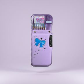 Enyaku Check Alpha Double-Sided Pen Case: Riana Tiara Violet - Secure Hardshell
